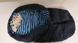 Kinderwagen-Fusssack blau/schwarz mit Dino-Motiv