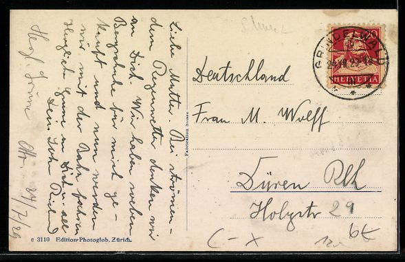 Cartoline postali: Grindelwald, Bahnhof und Hotel Bahnhof-T – Usato da Berlin venduto da bartko-reher 1