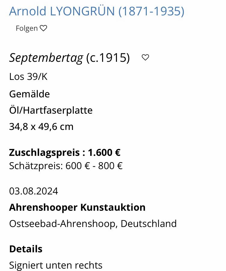 Dipinti: LYONGRÜN ARNOLD 1871-1935 – Usato da Wolfhalden venduto da SecondAntique 5