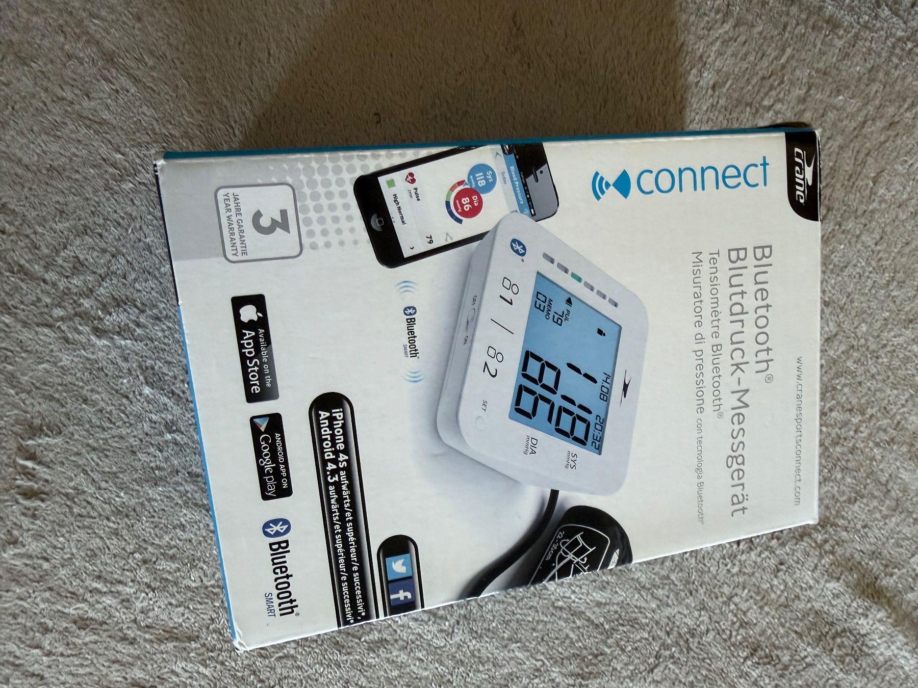 Appareils médicaux: CRANE  CONNECT Bluetooth -Blutdruckmessgerät – Neuf (Voir description) à Aarau par KorgPA 8