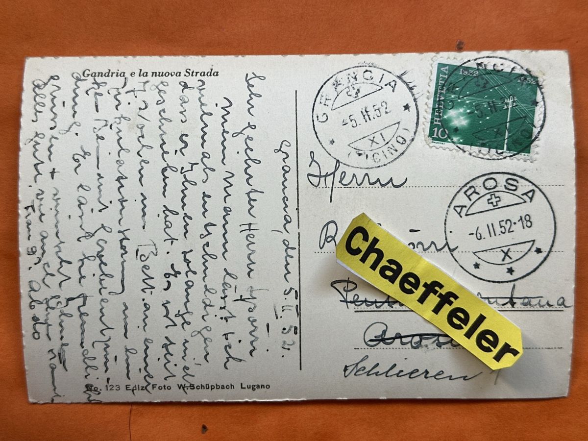 Ansichtskarten: Alte Ansichtskarte Gandria Lugano, ca. 1952, Rarität! – Gebraucht aus Zürich von Chaeffeler 1