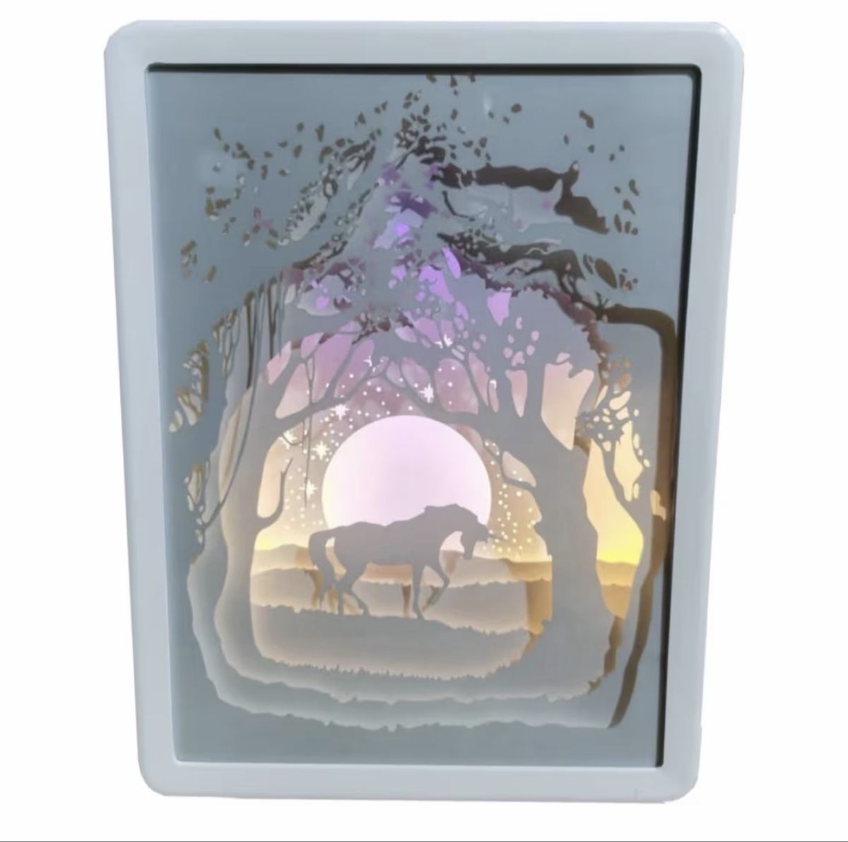 Lampade: 3D Papercut Lightbox - RECTANGLE Unicorn - night lamp decor – Nuovo e nell'imballaggio originale da Frauenfeld venduto da Vanityroom 1