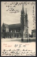 AK Basel, Münster mit Strassenpartie