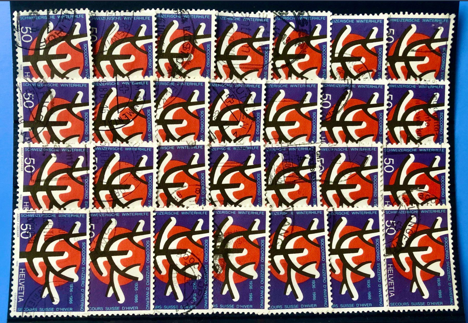 Tutti i francobolli: Nr.728   50J. Schw. Winterhilfe mit Stempel      – Usato da Aarau venduto da Billa007