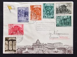 Umschlag mit Briefmarken VATIKAN gest. 1950