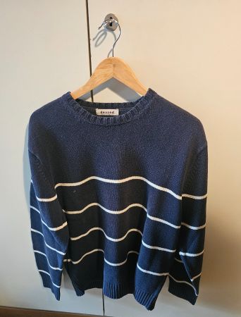 Pull Devred bleu marine rayé blanc