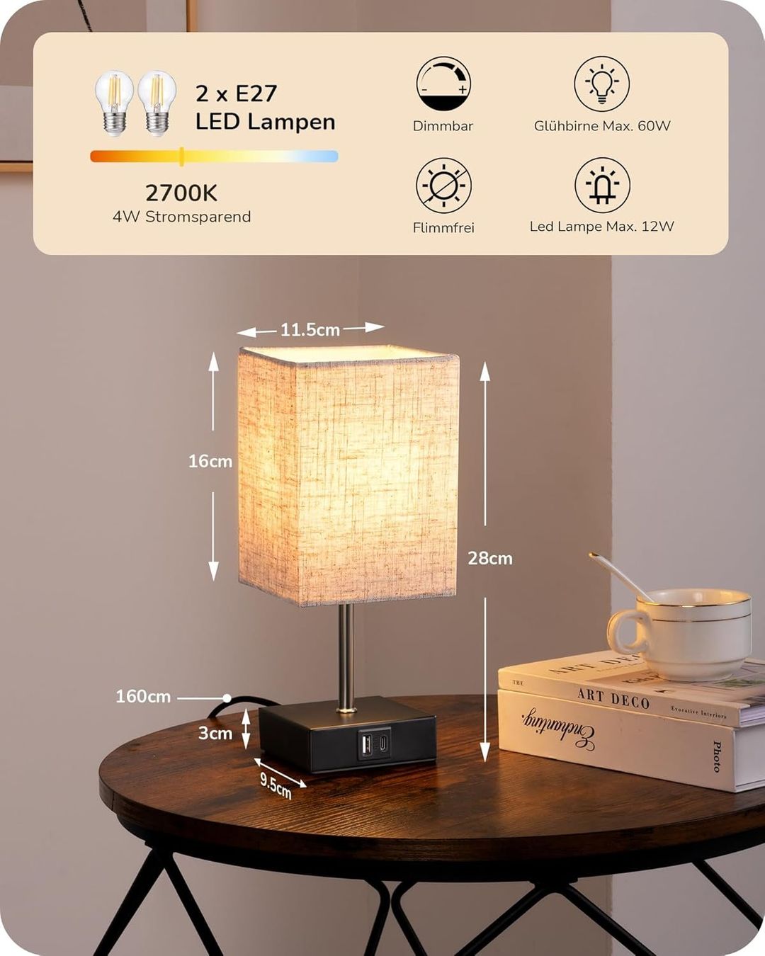 Lampade: Nachttischlampe Touch Dimmbar 2er Set – Nuovo e nell'imballaggio originale da Nuglar venduto da SaleRitter 4
