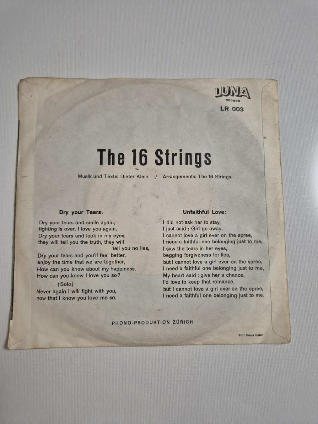 Dischi in vinile: The 16 Strings -  Dry your Tears ...Single 7 , CH – Usato da Uster venduto da newwave0 1