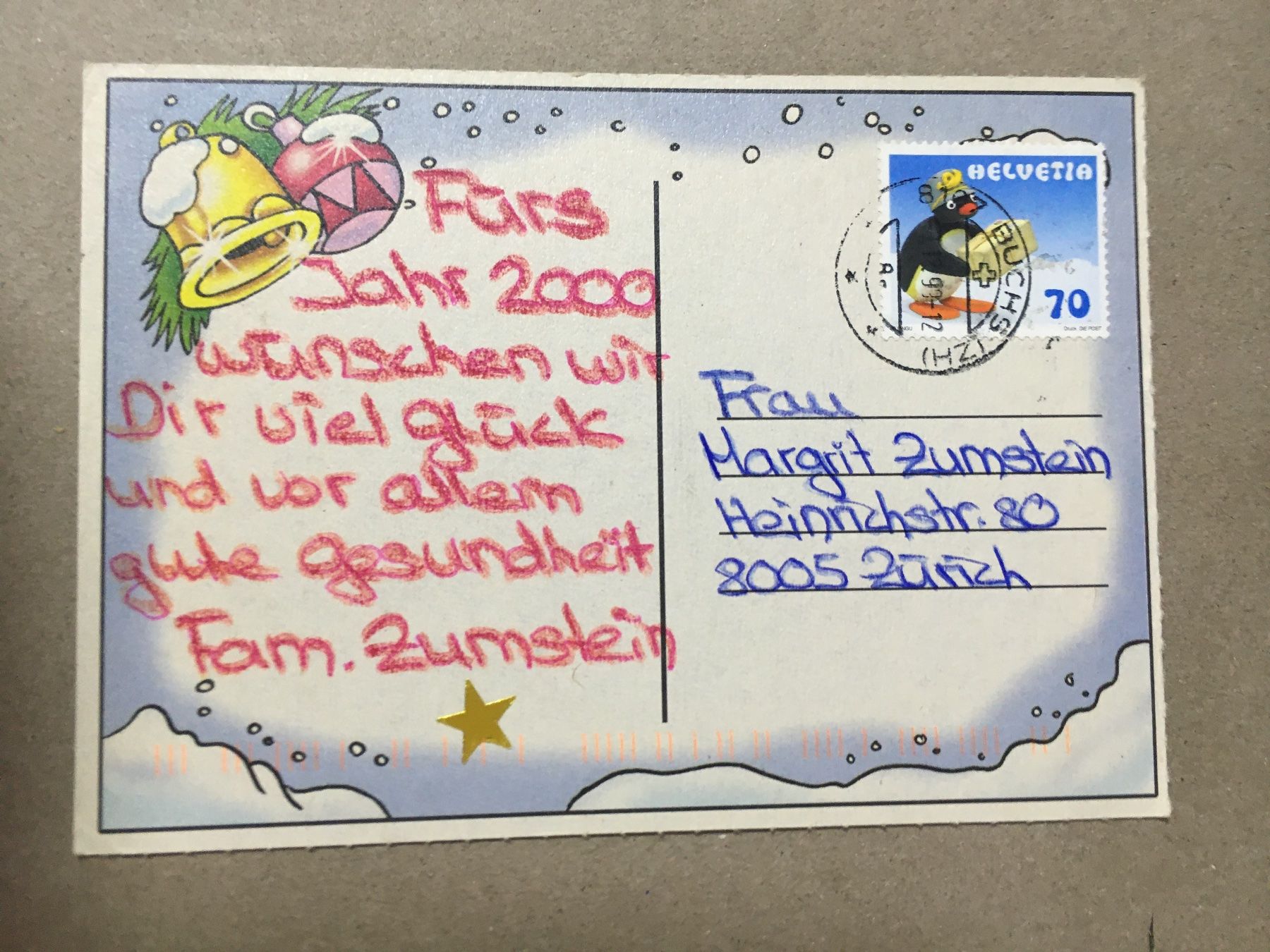 Cartoline postali: AK Neujahr Disney 2000 mit Mickey und Mini Mouse – Usato da Küttigen venduto da Melisch1000 1