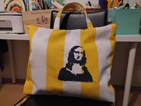 Mona Lisa Stofftasche gelb gestreift Unikat Handarbeit