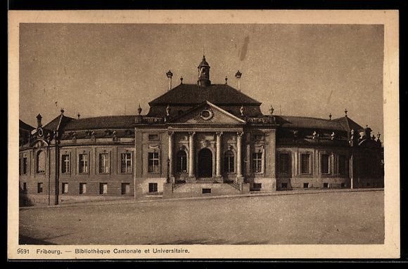 Ansichtskarten: Fribourg, Bibliotheque Cantonale et Univ – Gebraucht aus Berlin von bartko-reher