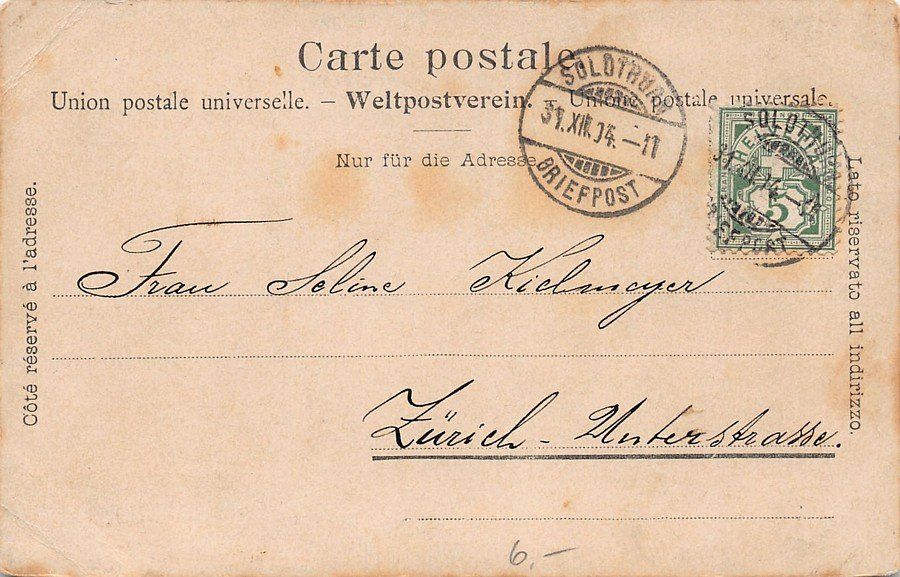Ansichtskarten: Solothurn, koloriert, gelaufen 1904 – Gebraucht aus Frauenfeld von POML 1