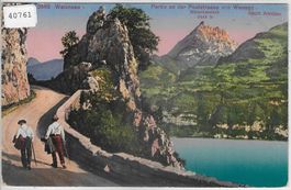 Partie an der Poststrasse von Weesen nach Amden - Litho
