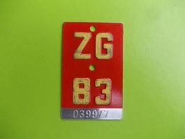Velonummer / Fahrradnummer ZG 83