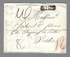 1828, NYON EINGEFASST, TAXIERTER BRIEF NACH WOHLEN