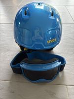 Uvex Skihelm und Wed'ze Skibrille blau/gelb 51-55cm