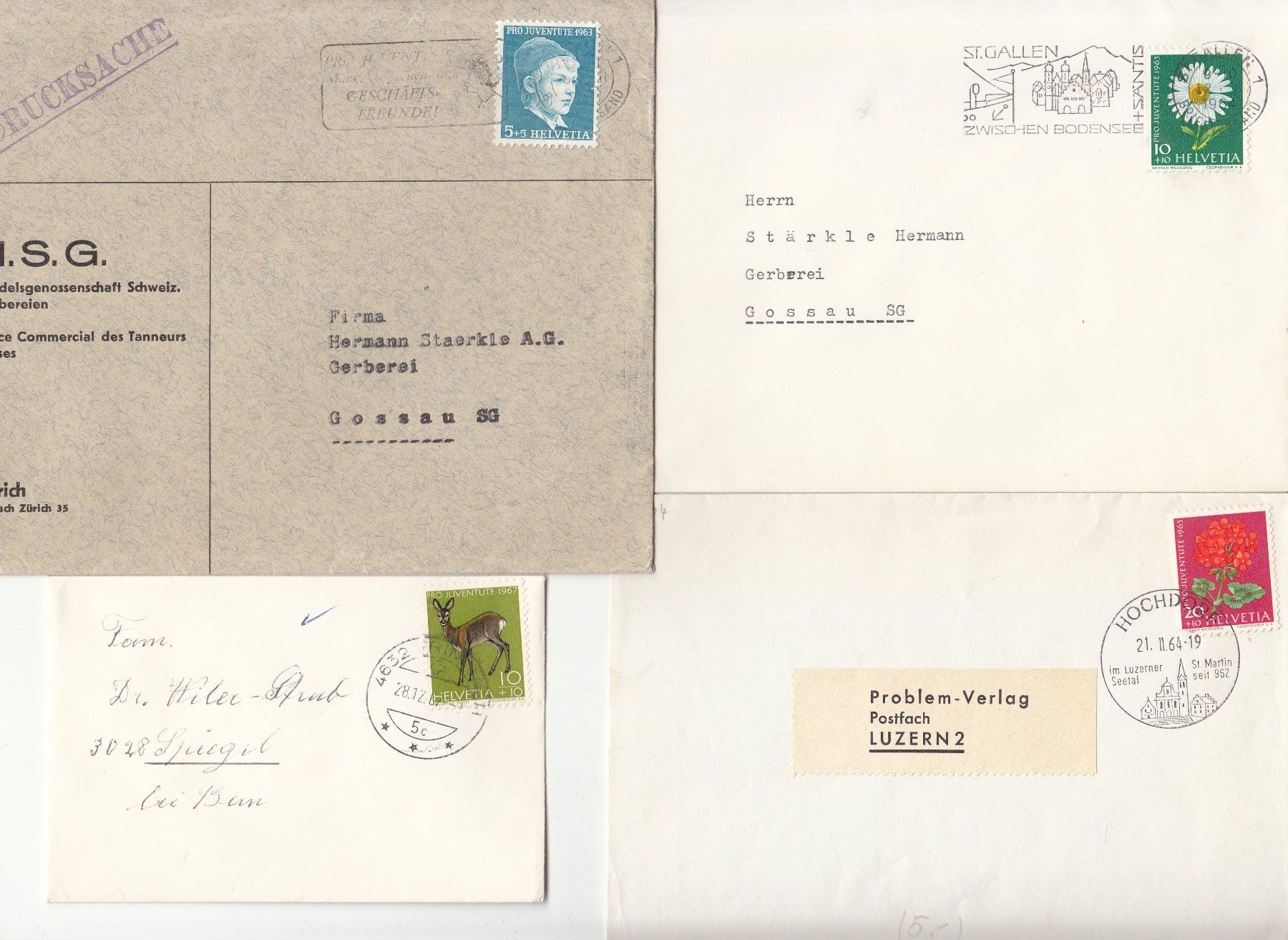 Alle Briefmarken: Pro Juventute 34 Bedarfsbriefe 1960 - 1969 – Gebraucht aus Bürglen TG von StampGraf 2