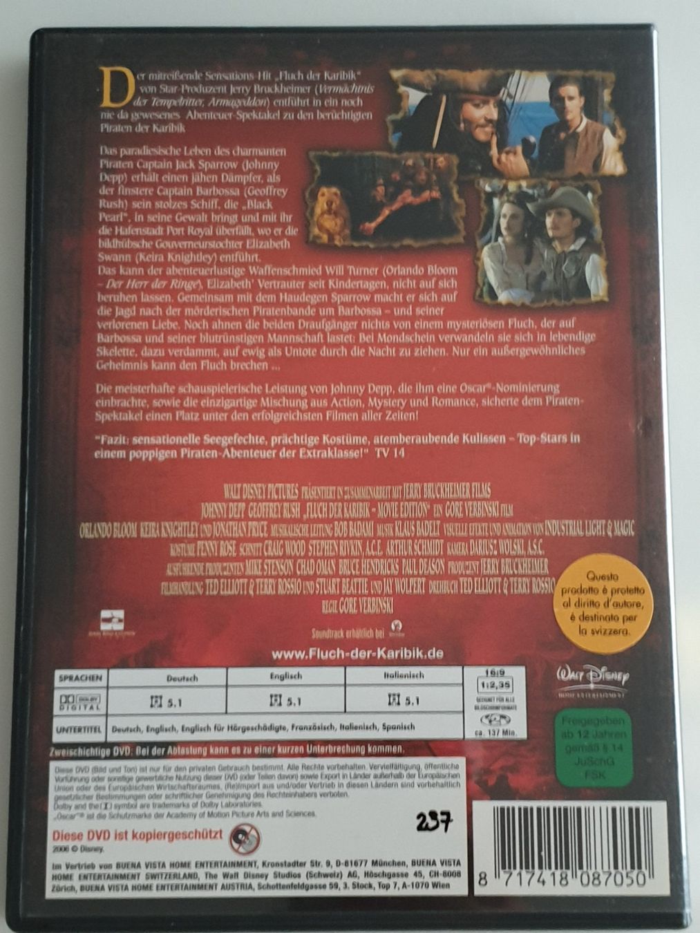 Tutti i DVDs: Fluch der Karibik DVD – Usato da Zürich venduto da pau_y8mv 1