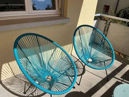 2 Conforama Balkonstüehl ( outside sun chairs ) 