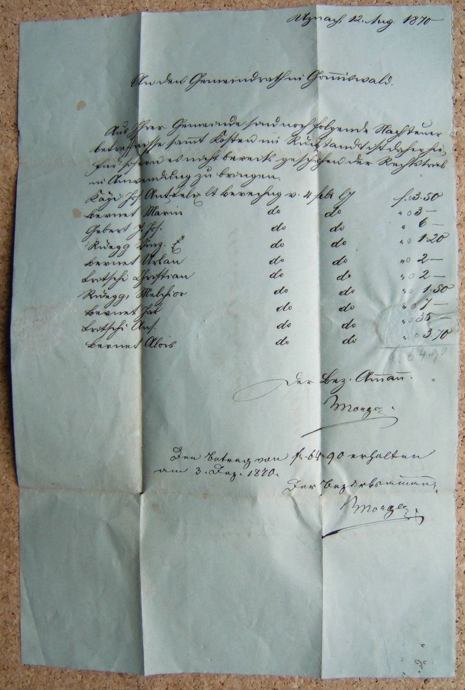 Tutti i francobolli: FALTBRIEF VORPILATELIE UZNACH - GOMMISWALD 1870 – Usato da Brunnen venduto da Nonne04 2