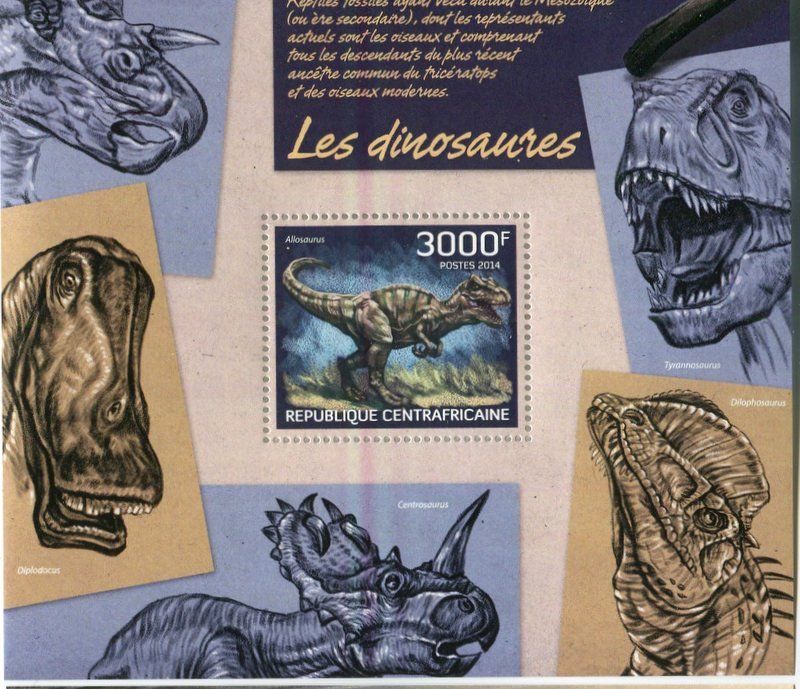 Briefmarken-Block "Prähistorische Wassertiere" – Zentralafrikanische Republik 2016, Postfrisch MNH