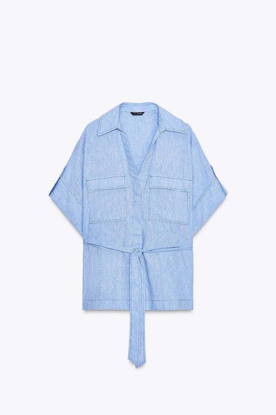 Zara Camicette: ZARA Safari Leinenbluse Hemd Hemdbluse hellblau 40  NEU – Nuovo e nell'imballaggio originale da Rotkreuz venduto da beltraum 7