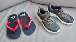 Sneaker + Flipflops, Grösse 34