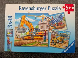 Ravensburger; Puzzle "Grosse Baufahrzeuge" 3x 49-teilig