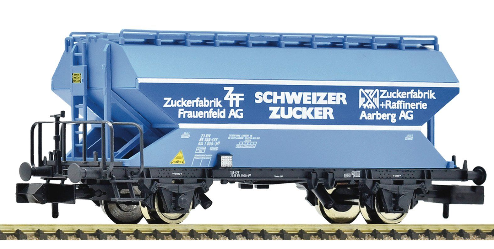 Fleischmann Modellini di ferrovie: Fleischmann 6660123 SBB Getreidesilowagen Schweizer Zucker – Nuovo e nell'imballaggio originale da Derendingen venduto da FischertraiNs