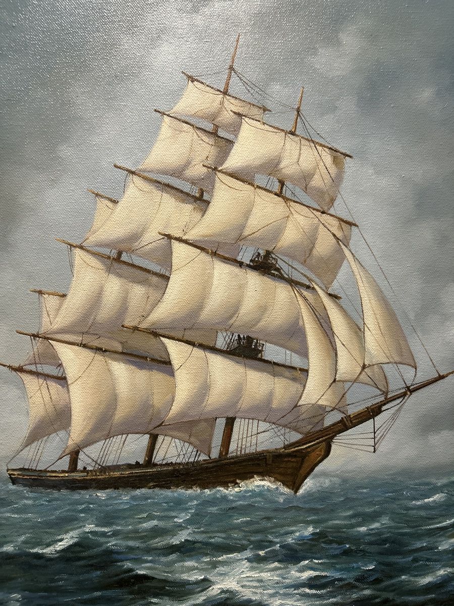 Dipinti: Wunderschönes Ölgemälde Segelschiff, signiert, 2002! – Usato da Glarus venduto da KunstWerkEr-LS87 4
