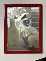 Katzenbild gerahmt / Metallic