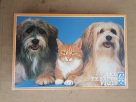 Neues Puzzle Schmid 1000 Teile drei Freunde Hunde Katze