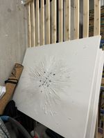 Wandbild abstrakt weiss mit Struktur neuwertig