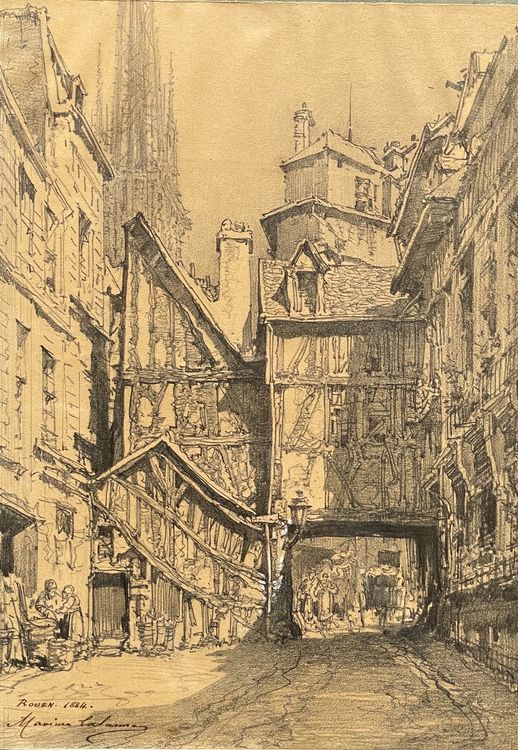 Original Bleistiftzeichnung Maxime Lalanne 1884 signiert Kaufen