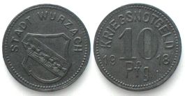 WURZACH (Württemberg) 10 Pfennig 1918 Zink