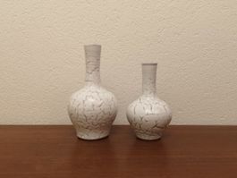 2x dünnhalsige vintage Vase Studio Keramik Dekovase 1970er