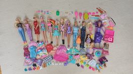 Énorme lot Barbie : 13 poupées + habits + accessoires