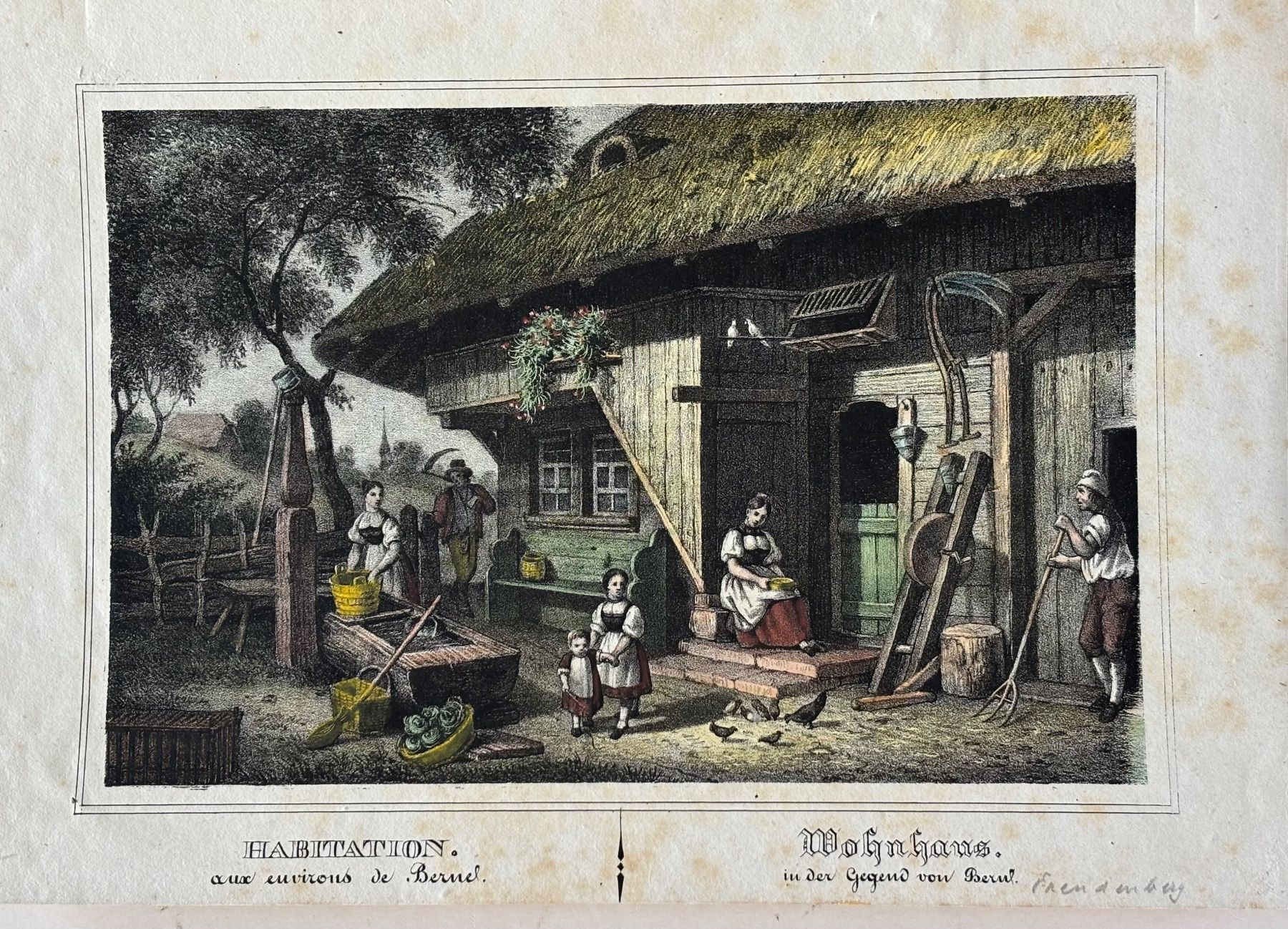 Grafiken & Lithographien: Weibel-Comtesse, kolorierte Lithographie,  Berner Wohnhaus – Gebraucht aus Frauenfeld von Merk52 1