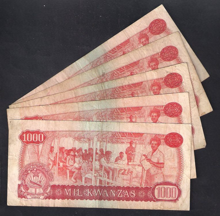 Angola LOT 5 Stück 1000 Kwanzas 1975 Gebraucht Kaufen auf Ricardo