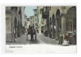 5.1.1906 Farblitho Lugano Via Nassa/alter Pferdewagen/belebt