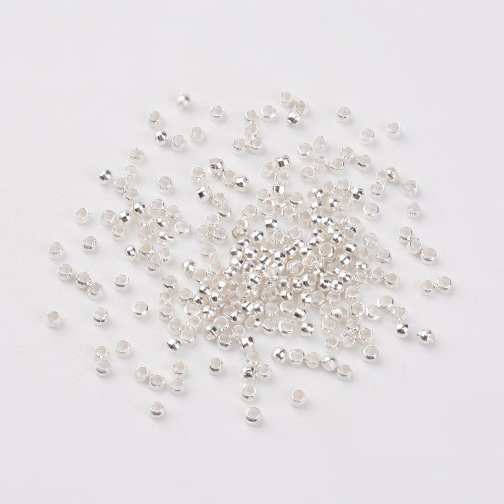 Perle (finte): 100 Quetschperlen   2mm versilbert (plattiert) – Nuovo (secondo la descrizione) da Alpnachstad venduto da perlengaby 1