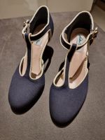 Damenschuhe T-Strap Grösse 5 dunkelblau sehr guter Zustand