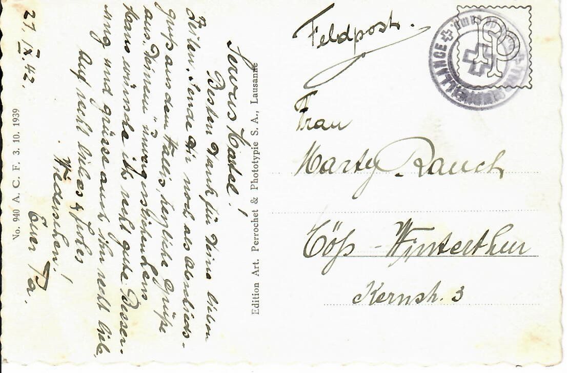 Ansichtskarten: Lens - Valais  1942 – Gebraucht aus Hochdorf von Ziegel-16 1