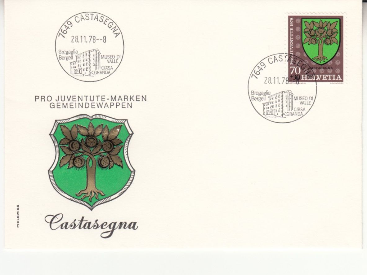 Alle Briefmarken: Werbedautmstempel K 715 Castasegna mit ET – Gebraucht aus Bürglen TG von StampGraf
