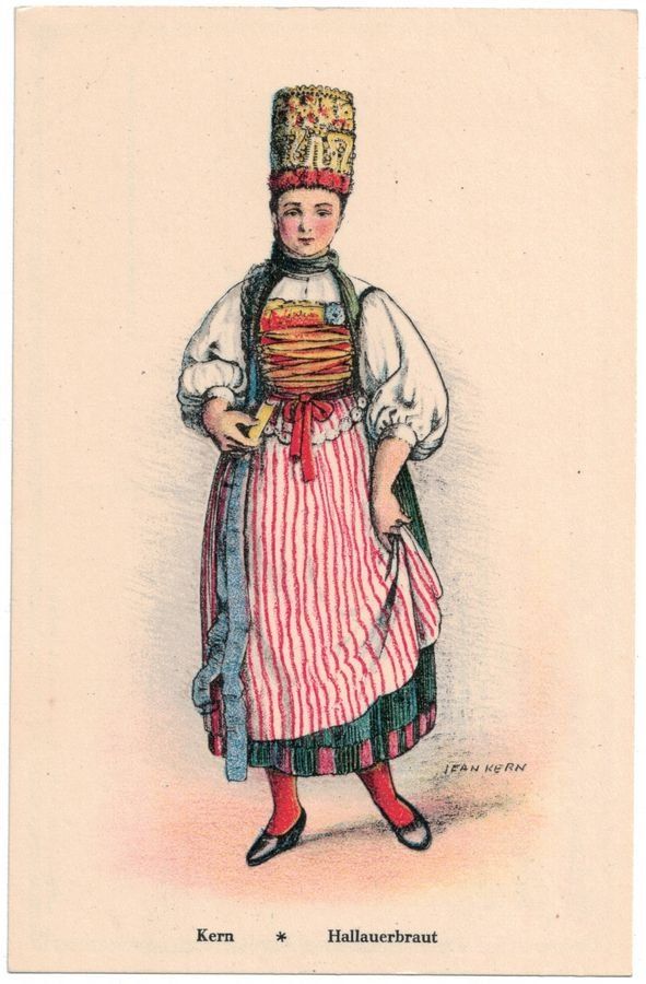 Ansichtskarten: Schweizer Trachten: HALLAUERBRAUT - Costumes Suisses – Gebraucht aus Frauenfeld von POML