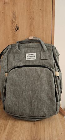 Wickeltasche Rucksack Grau Beige neu