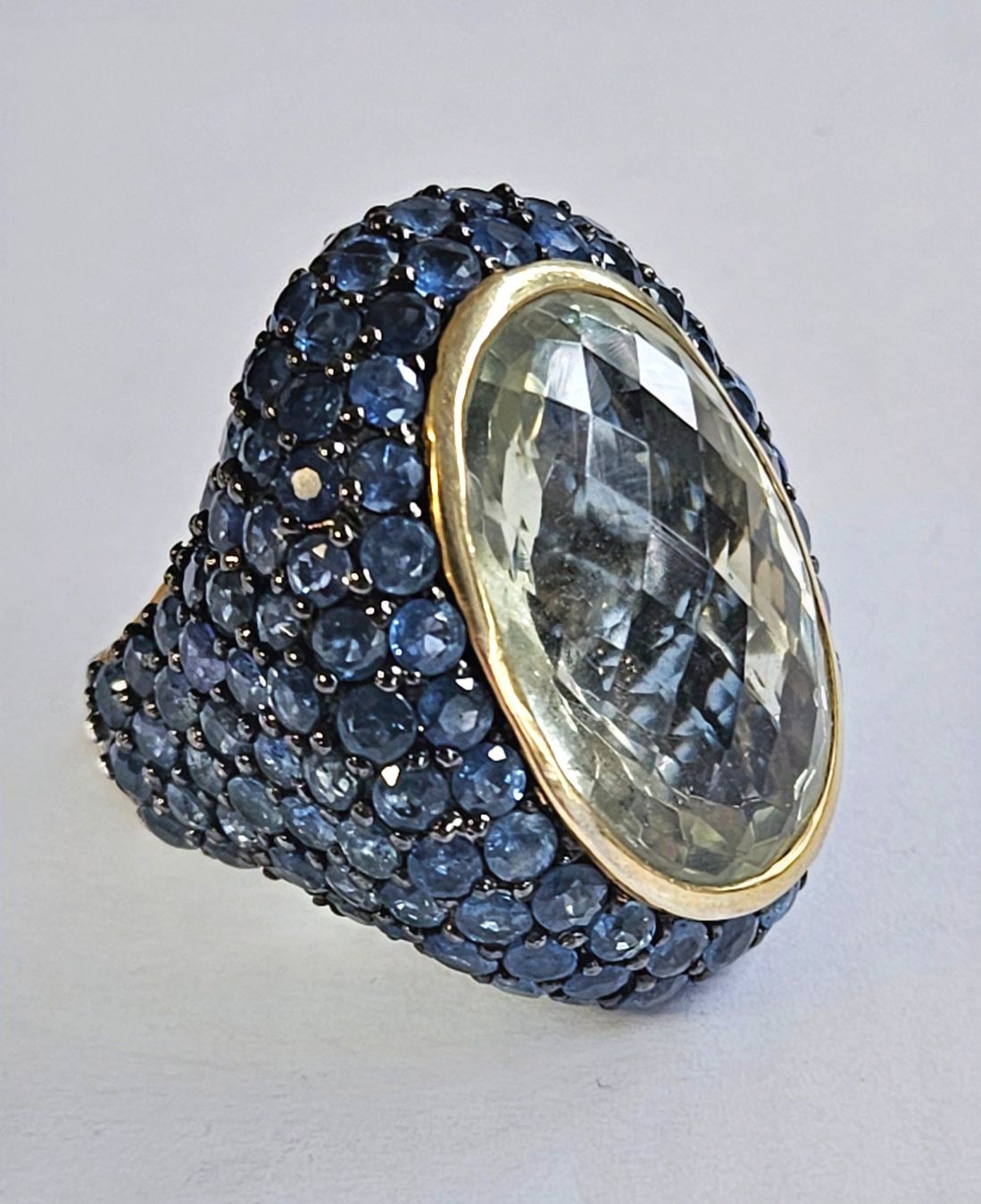 Anelli: Spektakulärer Cocktail Ring mit Citrin und Saphiren – Nuovo (secondo la descrizione) da Zürich venduto da adriben 8