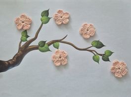 1 Stück Blumen gehäkelt, Blüten rosa,  Frühling Deko 064