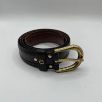 Aigner Gürtel Leder Kroko-Optik Braun Gold Gr. 90 Italy