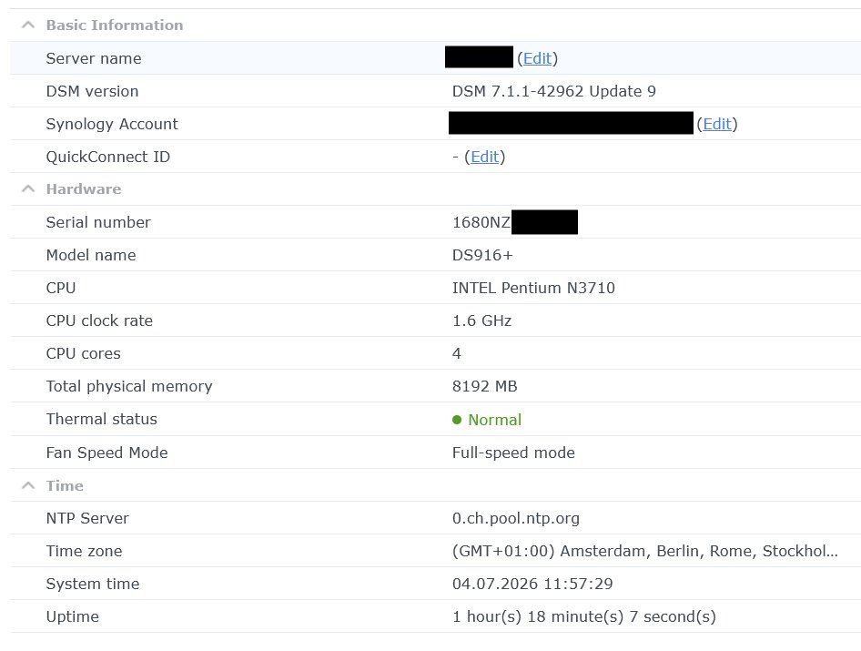 Synology Server: Synology DS916+ 4-Bay Network Storage, 8GB RAM – Usato da Winterthur venduto da bande128 1
